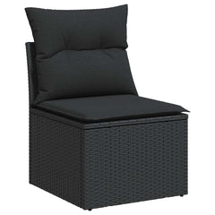 Garden Sofa Black PE Rattan Single Removable Covers