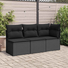 Garden Sofa Black PE Rattan Single Removable Covers