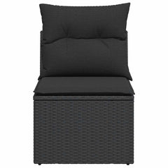 Garden Sofa Black PE Rattan Single Removable Covers