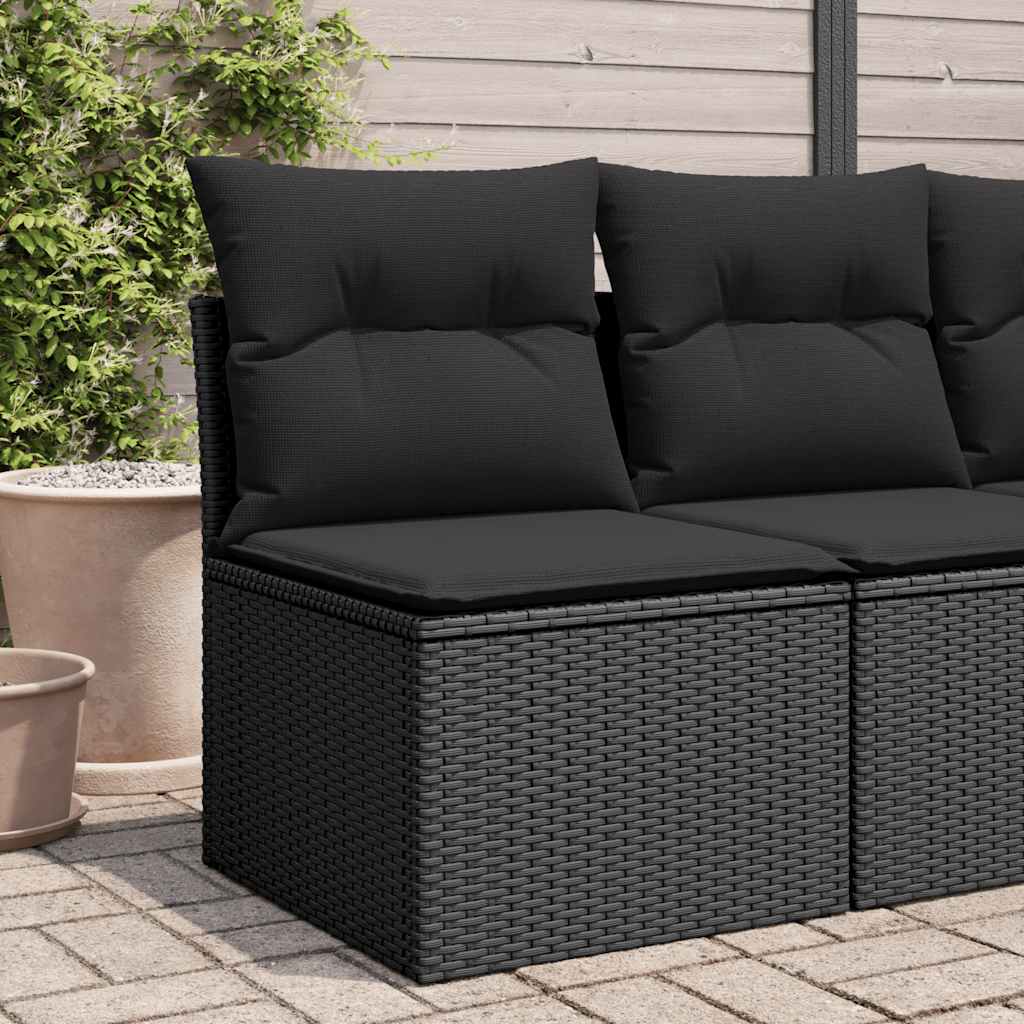 Garden Sofa Black PE Rattan Single Removable Covers