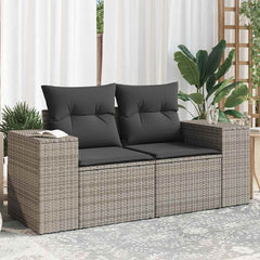 Garden Sofa Grey PE rattan Medium Adjustable Feet Garden Sofa
