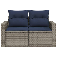 Patio Sofa with Cushions 2-Seater Gray Poly Rattan