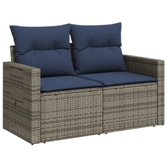 Patio Sofa with Cushions 2-Seater Gray Poly Rattan