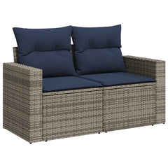 Patio Sofa with Cushions 2-Seater Gray Poly Rattan