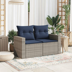Patio Sofa with Cushions 2-Seater Gray Poly Rattan