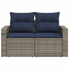 Patio Sofa with Cushions 2-Seater Gray Poly Rattan