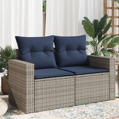 Patio Sofa with Cushions 2-Seater Gray Poly Rattan