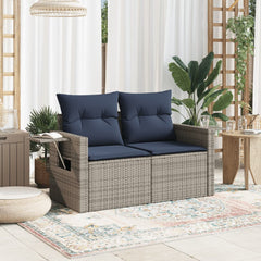 Patio Sofa with Cushions 2-Seater Gray Poly Rattan