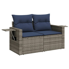 Patio Sofa with Cushions 2-Seater Gray Poly Rattan