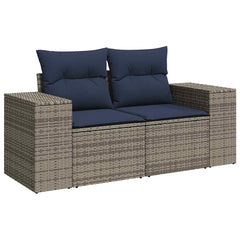 Patio Sofa with Cushions 2-Seater Gray Poly Rattan