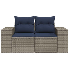 Patio Sofa with Cushions 2-Seater Gray Poly Rattan