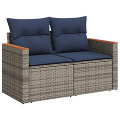 Patio Sofa with Cushions 2-Seater Gray Poly Rattan