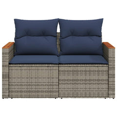 Patio Sofa with Cushions 2-Seater Gray Poly Rattan