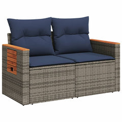 Patio Sofa with Cushions 2-Seater Gray Poly Rattan
