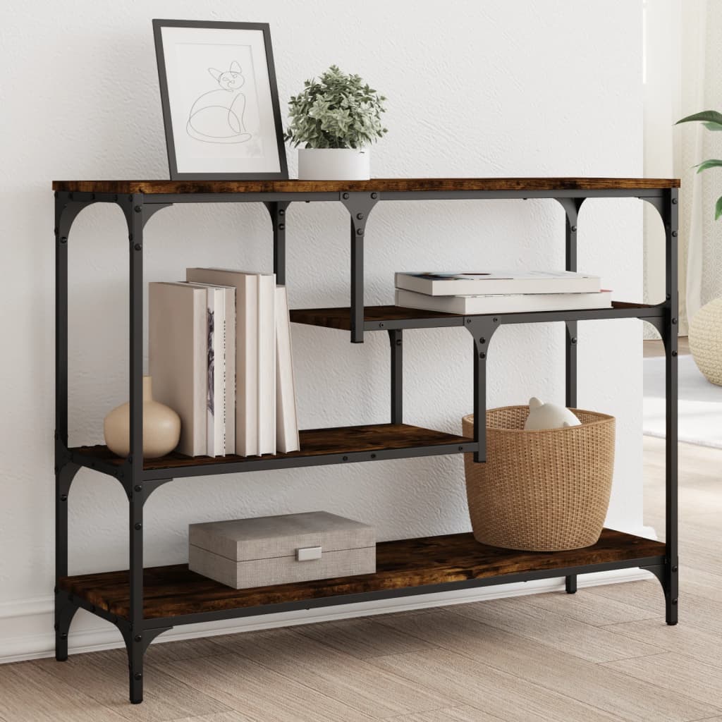 Console Table Smoked Oak Engineered wood, metal Narrow