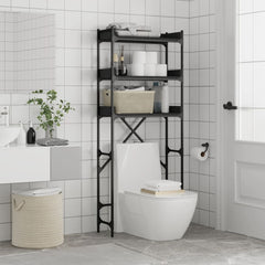 Washing Machine Shelf Black 26.4x9.8x64.2 Engineered Wood