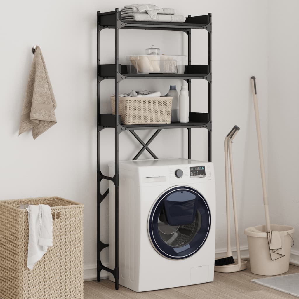 Washing Machine Shelf Black 26.4x9.8x64.2 Engineered Wood