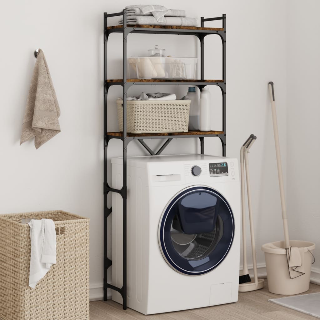 Washing Machine Shelf Smoked Oak 26.4x9.8x64.2 Engineered Wood