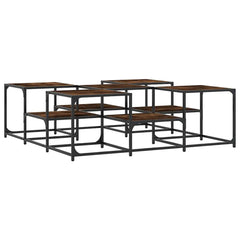 Coffee Table Smoked Oak Engineered Wood Large Adjustable Feet