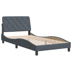 Bed Frame Dark Grey Velvet Twin Bed Frame Rectangular Modern