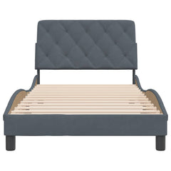 Bed Frame Dark Grey Velvet Twin Bed Frame Rectangular Modern