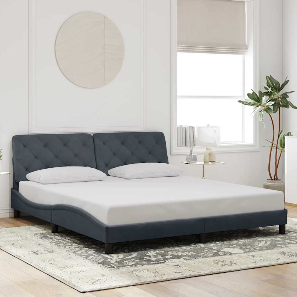 Bed Frame without Mattress Dark Gray 72x83.9Velvet