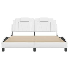 Bed Frame Viana without Mattress White 59.8x79.9 Faux Leather