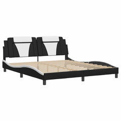 Bed Frame Viana without Mattress Black and White 72x83.9Faux Leather