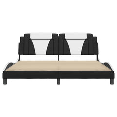 Bed Frame Viana without Mattress Black and White 72x83.9Faux Leather