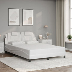 Bed Frame Viana with LED without Mattress White 53.9x74.8