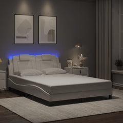 Bed Frame Viana with LED without Mattress White 53.9x74.8