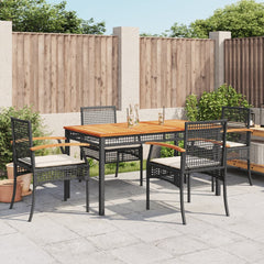 Garden Dining Set Black PE Rattan 5 piece set