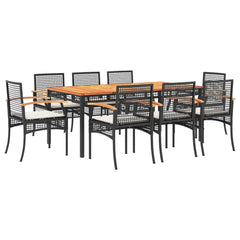 Garden Dining Set Black, Cream White