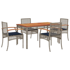 Patio Dining Set Set of 4 Grey PE rattan Medium