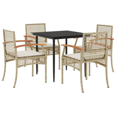 Patio Dining Set Beige PE Rattan Medium Removable Covers