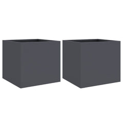Planter Set of 2 Anthracite Cold-rolled steel Medium