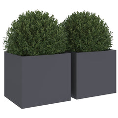 Planter Set of 2 Anthracite Cold-rolled steel Medium
