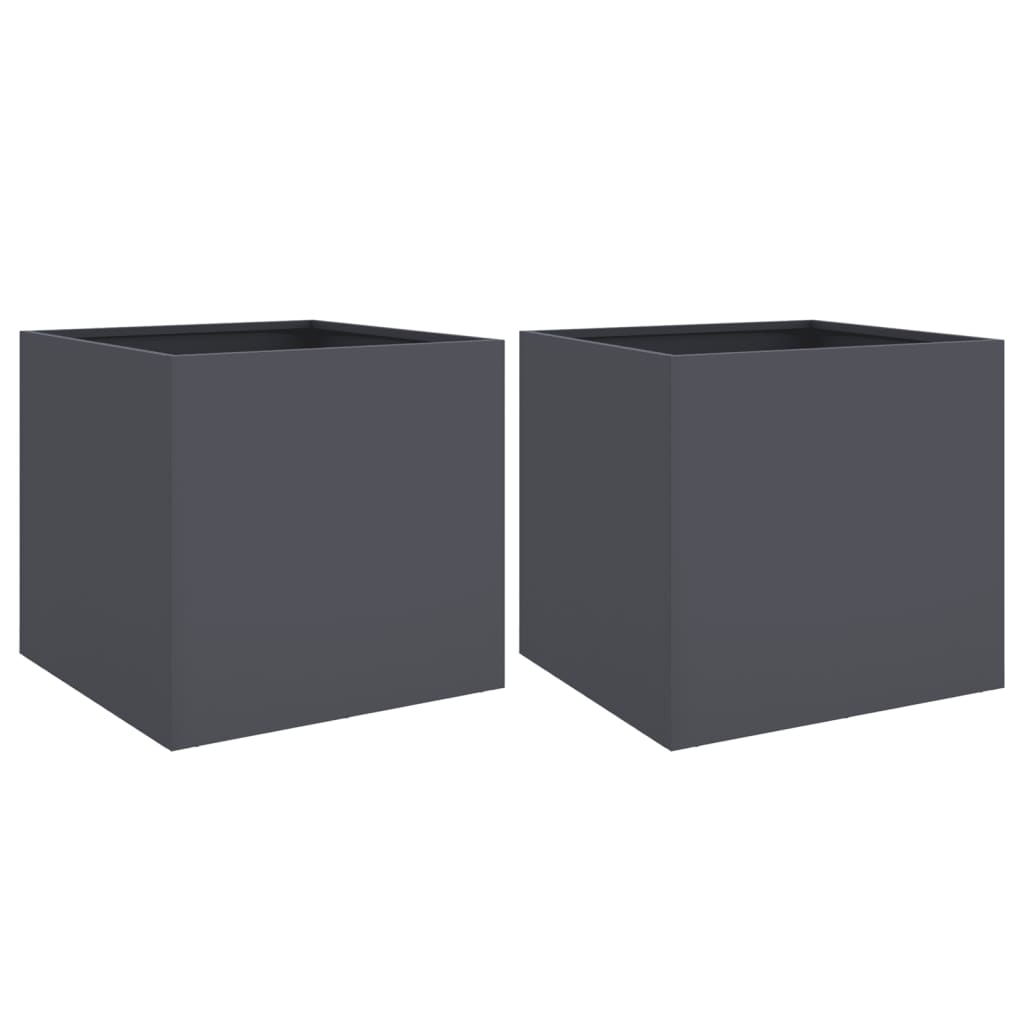 Planters 2 pcs Anthracite 19.3x18.5x18.1 Steel
