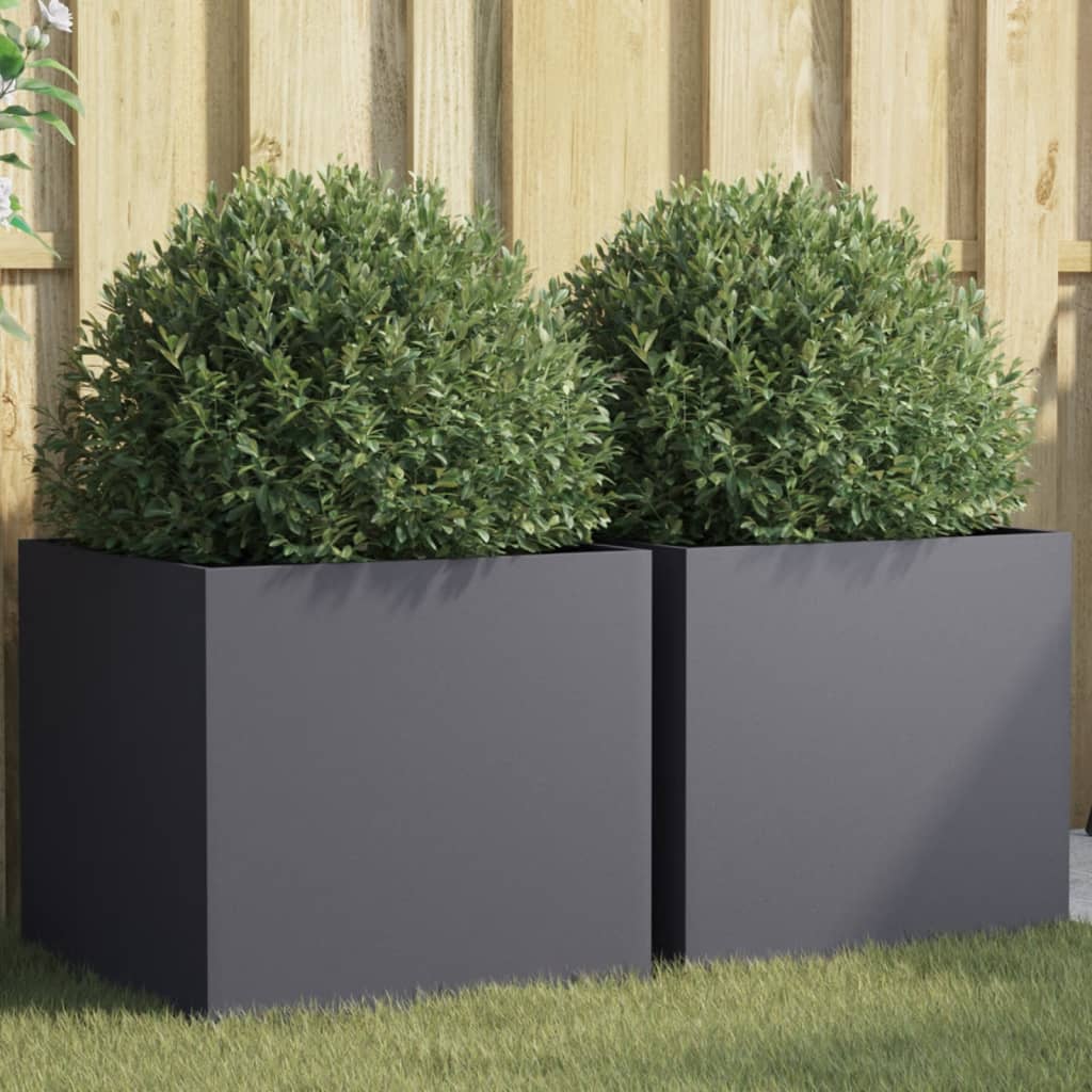 Planters 2 pcs Anthracite 19.3x18.5x18.1 Steel
