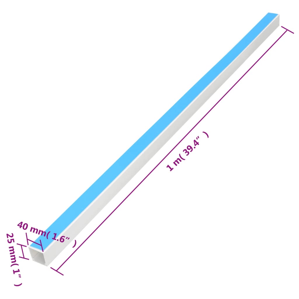 Cable Trunking Self-Adhesive 1.6x1 32.8' PVC