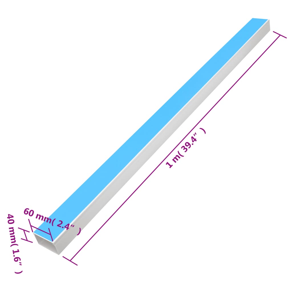 Cable Trunking Self-Adhesive 2.4x1.6 32.8' PVC