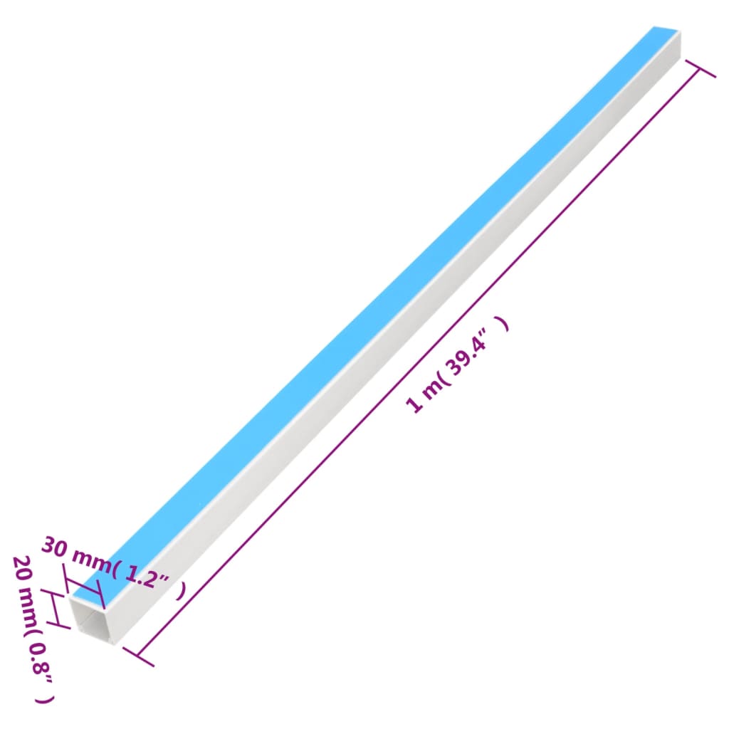 Cable Trunking Self-Adhesive 1.2x0.8 98.4' PVC