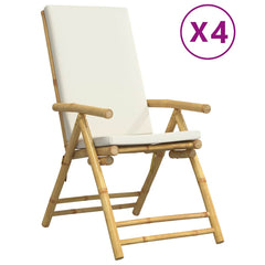 Garden Reclining Chair Set of 4 Cream White Bamboo Four-piece set