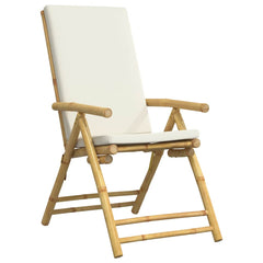 Garden Reclining Chair Set of 4 Cream White Bamboo Four-piece set
