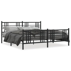 Bed Frame Black Steel Full Bed Frame Rectangular Traditional