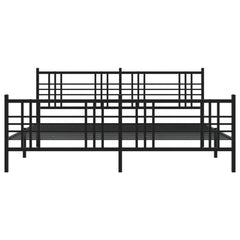 Bed Frame Black Steel Full Bed Frame Rectangular Traditional