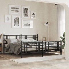 Bed Frame Black Steel Full Bed Frame Rectangular Traditional