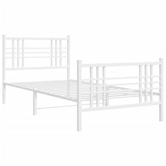 Bed Frame White Steel Single Bed Frame Rectangular