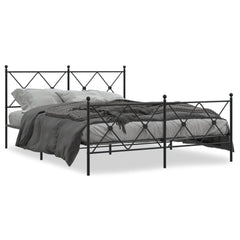 Bed Frame Black Steel King Bed Frame Rectangular Traditional