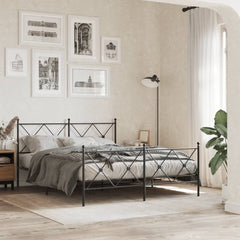 Bed Frame Black Steel King Bed Frame Rectangular Traditional